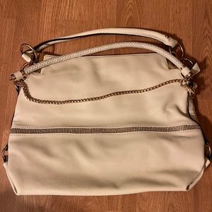 Never Used Ivory vegan leather with rose gold hardware Hobo style handbag